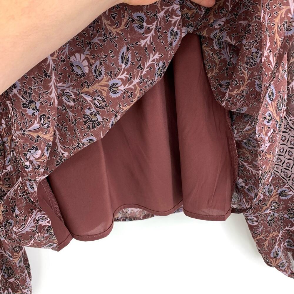 EVEREVE Cleo Floral Blouse Maroon Purple L - Picture 7 of 9